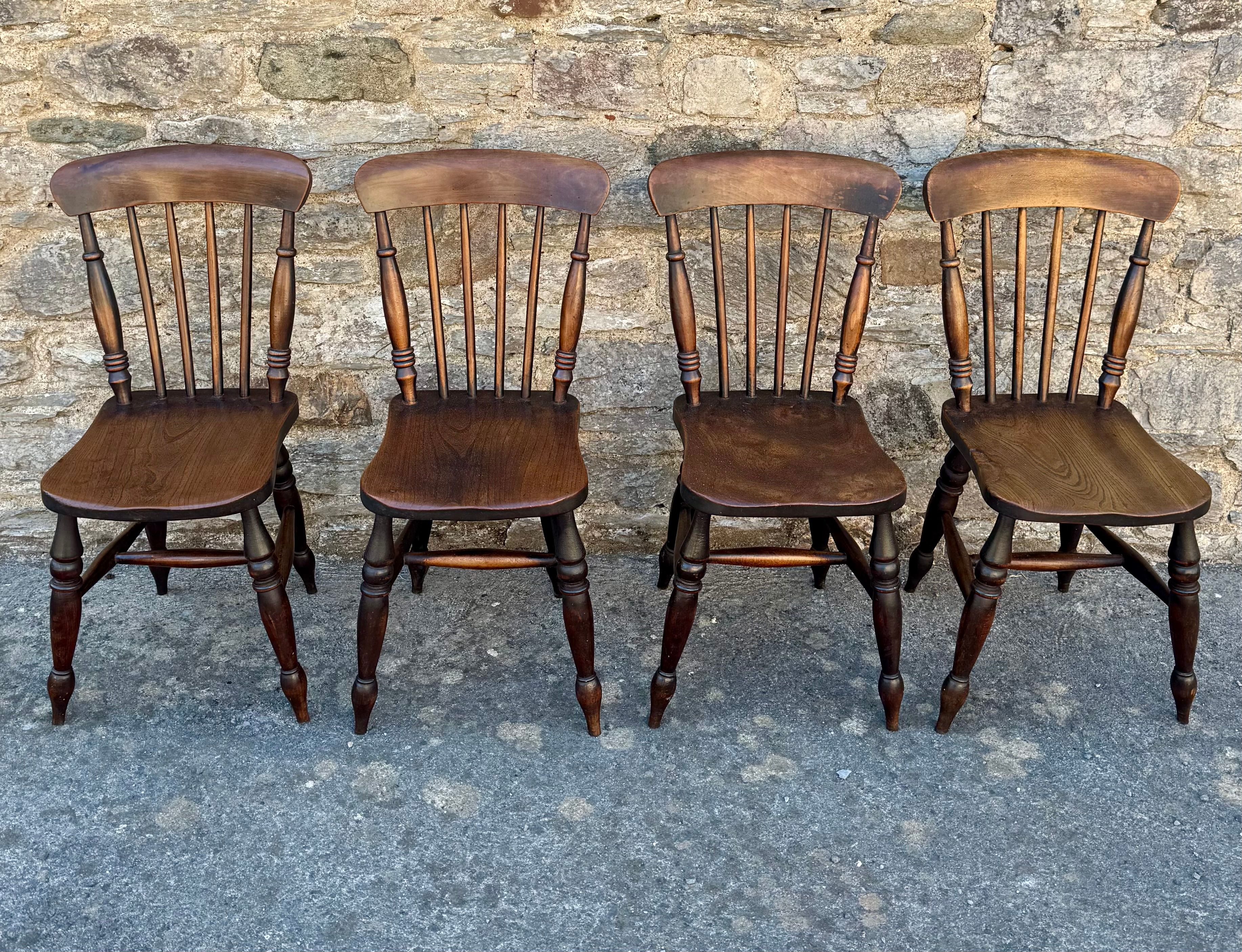 Set of 4 Victorian Elm Kitchen Chairs