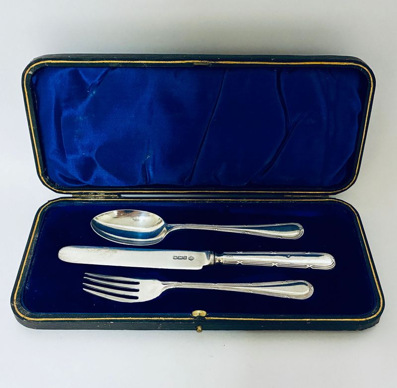 Antique Silver Christening Set