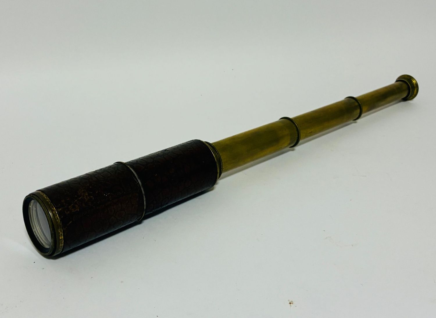 Antique 3-Draw Brass and Leather Telescope