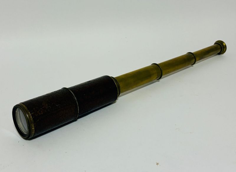 Antique 3-Draw Brass and Leather Telescope