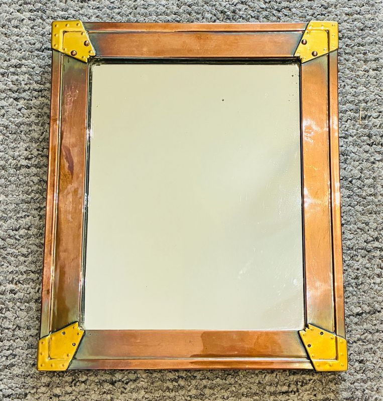 Arts and Crafts Copper and Brass Mirror