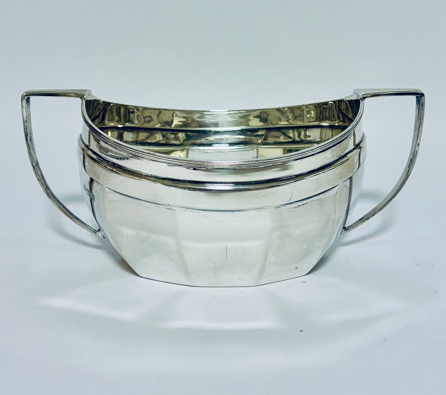 Antique Silver Twin Handled Sugar Bowl