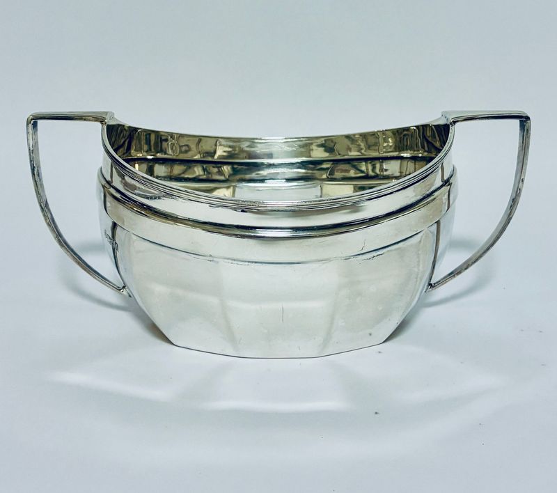 Antique Silver Twin Handled Sugar Bowl
