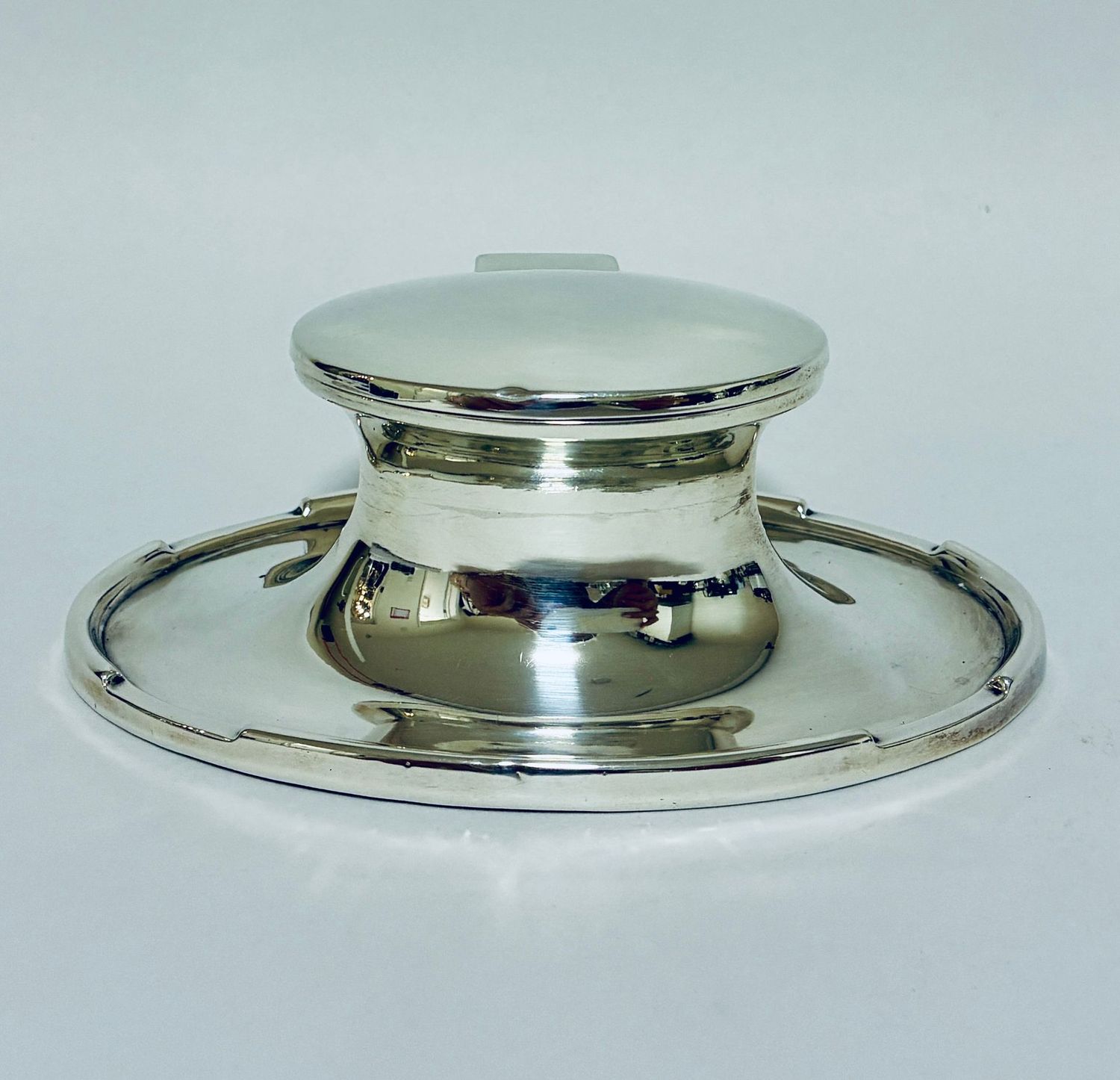 Antique Silver Capstan Inkwell