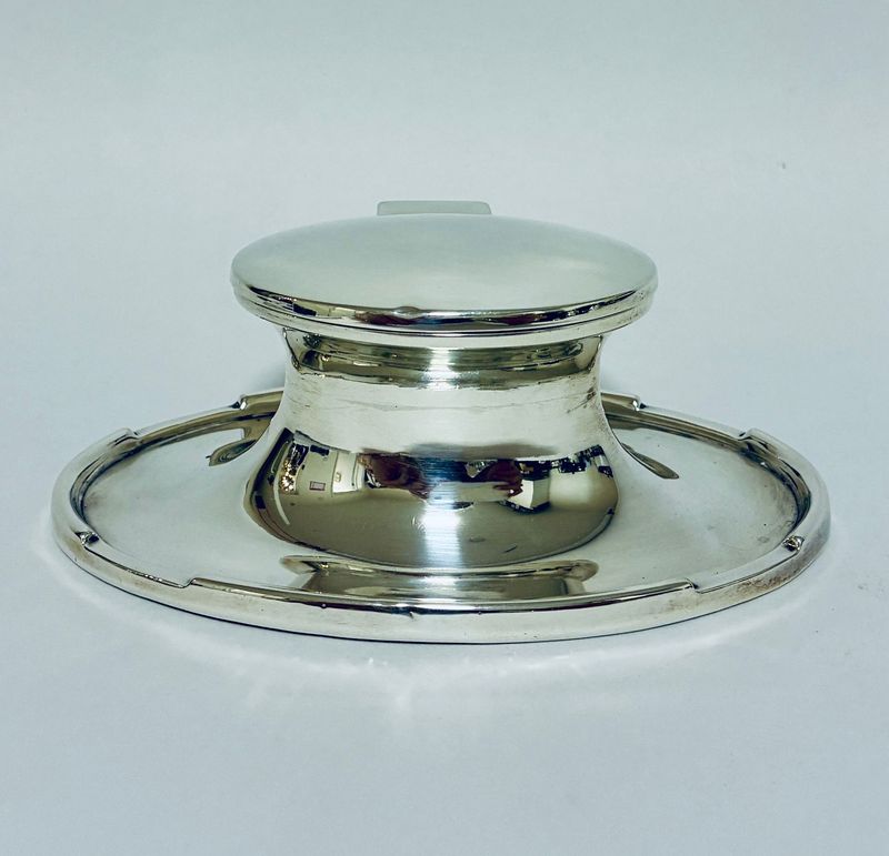 Antique Silver Capstan Inkwell