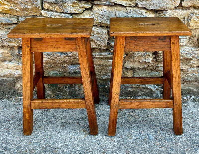 Pair of Oak Lab Stools