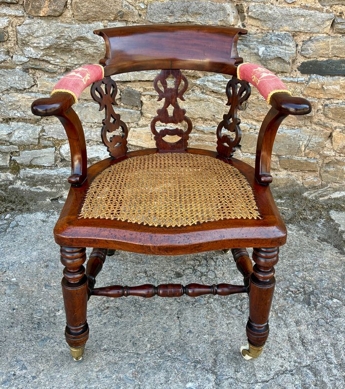 Victorian Mahogany Cane Desk Chair