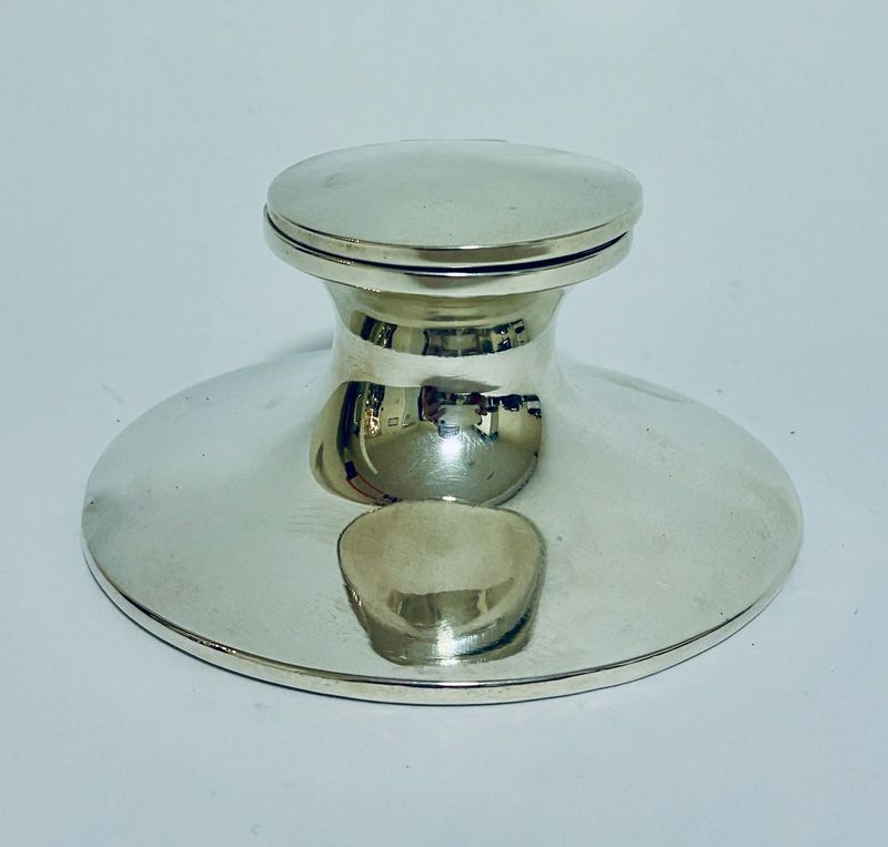 Antique Silver Capstan Inkwell