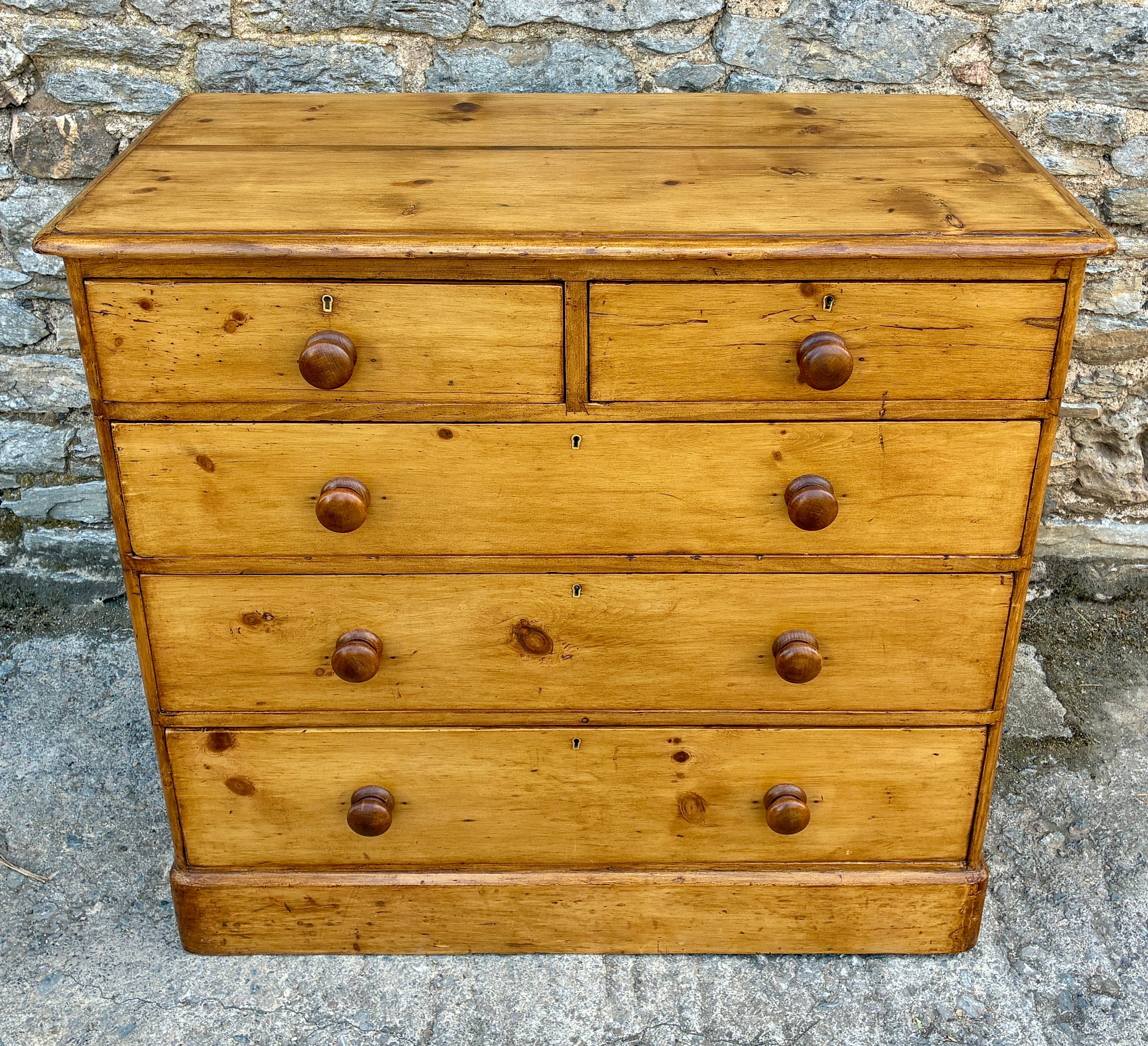 Antique Stripped Pine Chest of Drawers