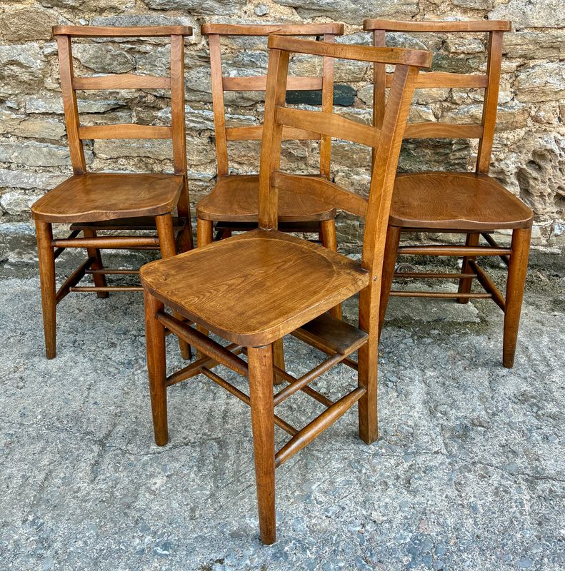 Set of 4 Antique Chapel Chairs