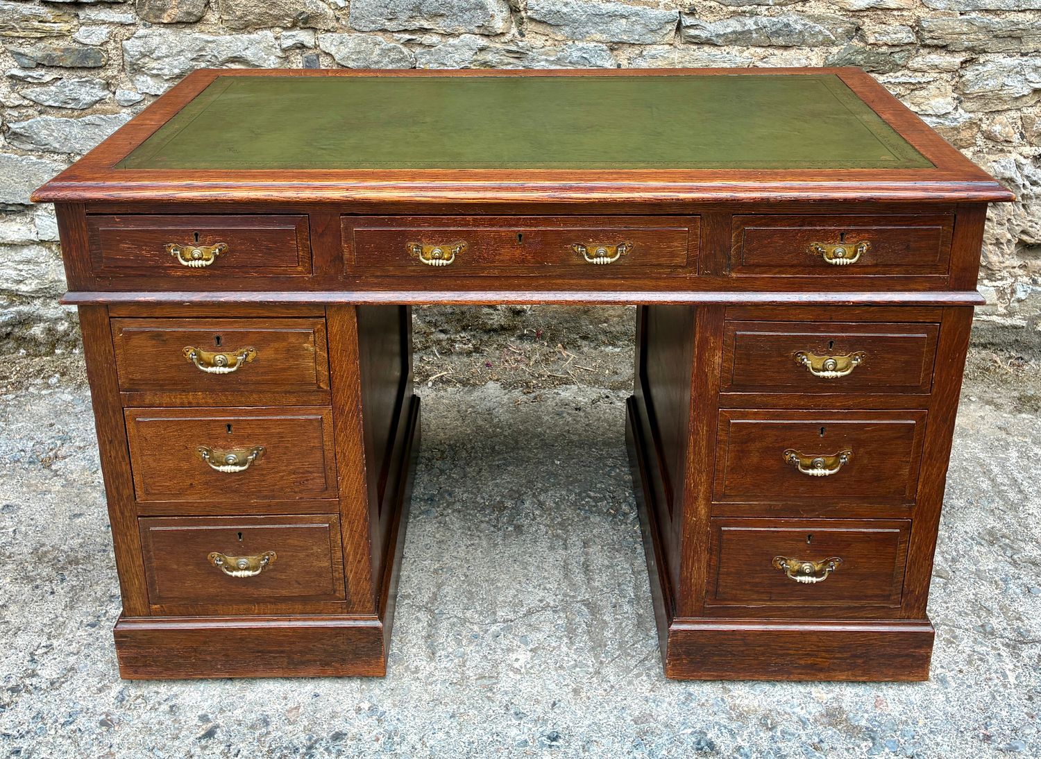 Edwardian Oak Pedestal Desk