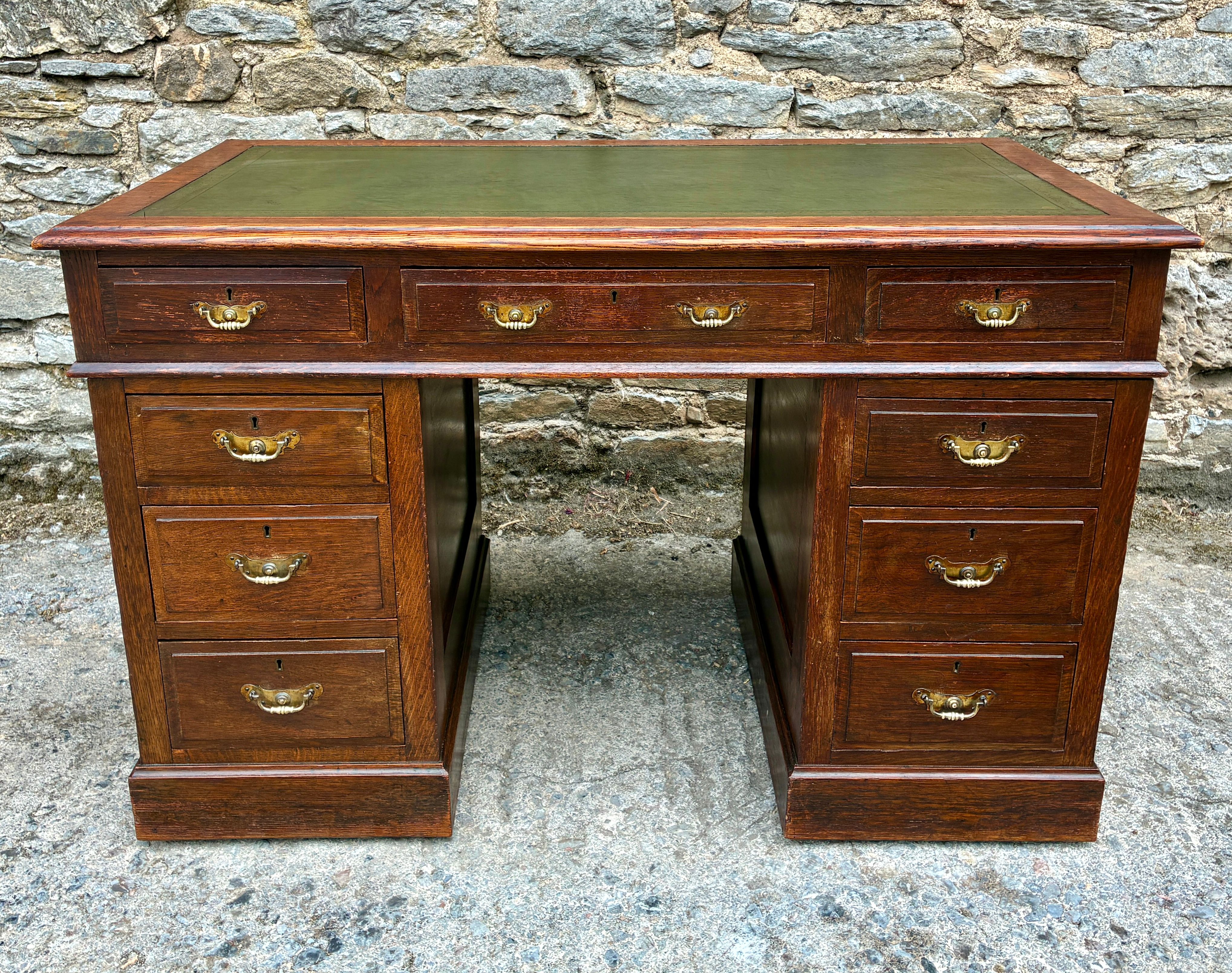 Edwardian Oak Pedestal Desk
