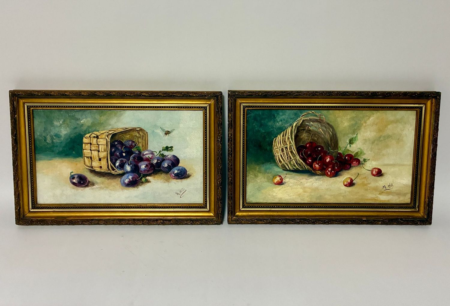 Pair of Still Life Oil Paintings by M.Hill Pair of Still Life Oil Paintings by M.Hill
