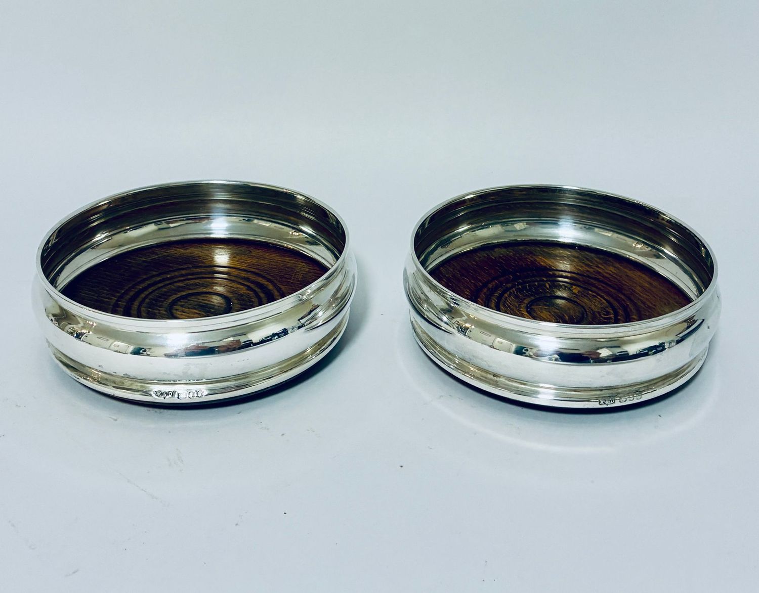 Pair of Sterling Silver Wine Coasters Pair of Sterling Silver Wine Coasters