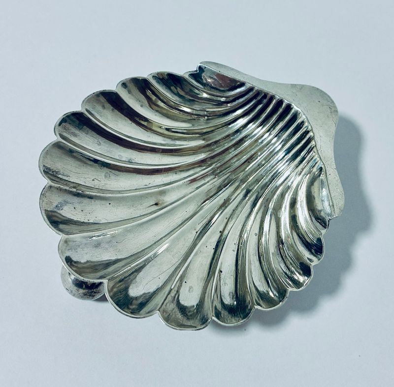 Antique Silver Shell Butter Dish
