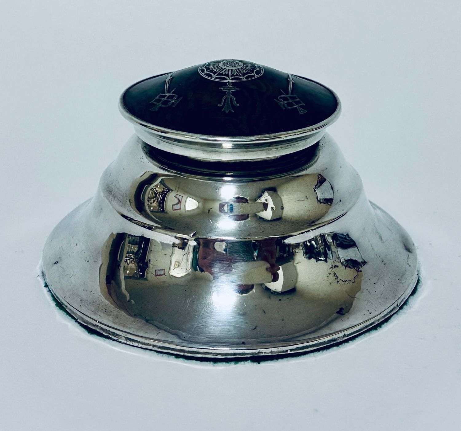 Antique Silver and Tortoiseshell Inkwell
