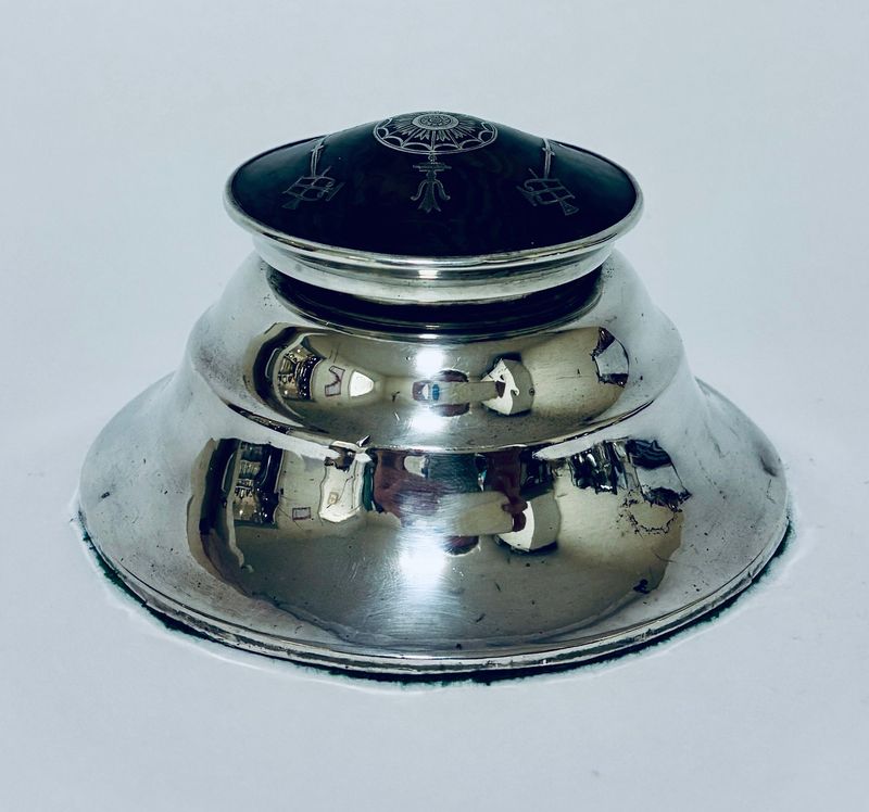 Antique Silver and Tortoiseshell Inkwell