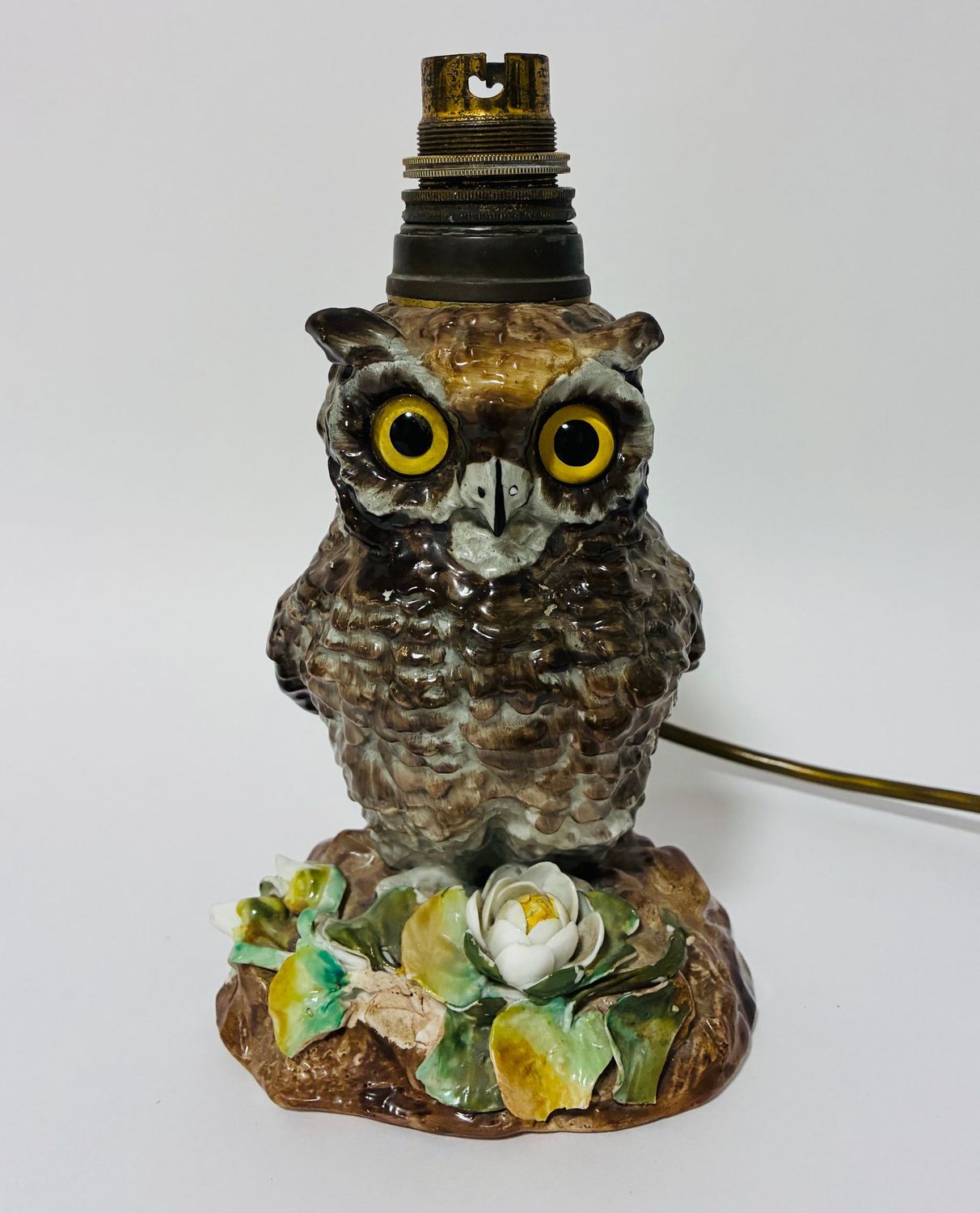 Victorian Ceramic Owl Lamp Base Victorian Ceramic Owl Lamp Base