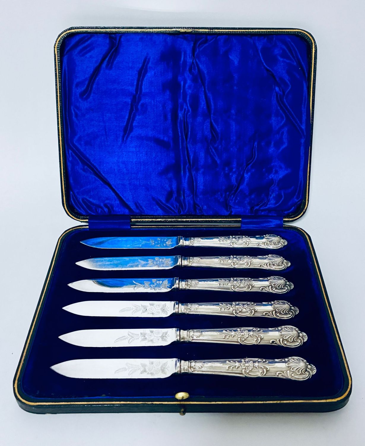 Set of 6 Antique Silver Handled Fruit Knives