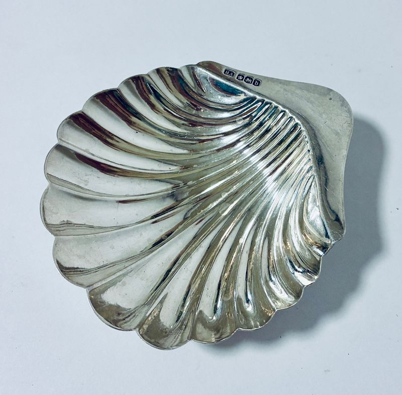 Antique Silver Shell Butter Dish