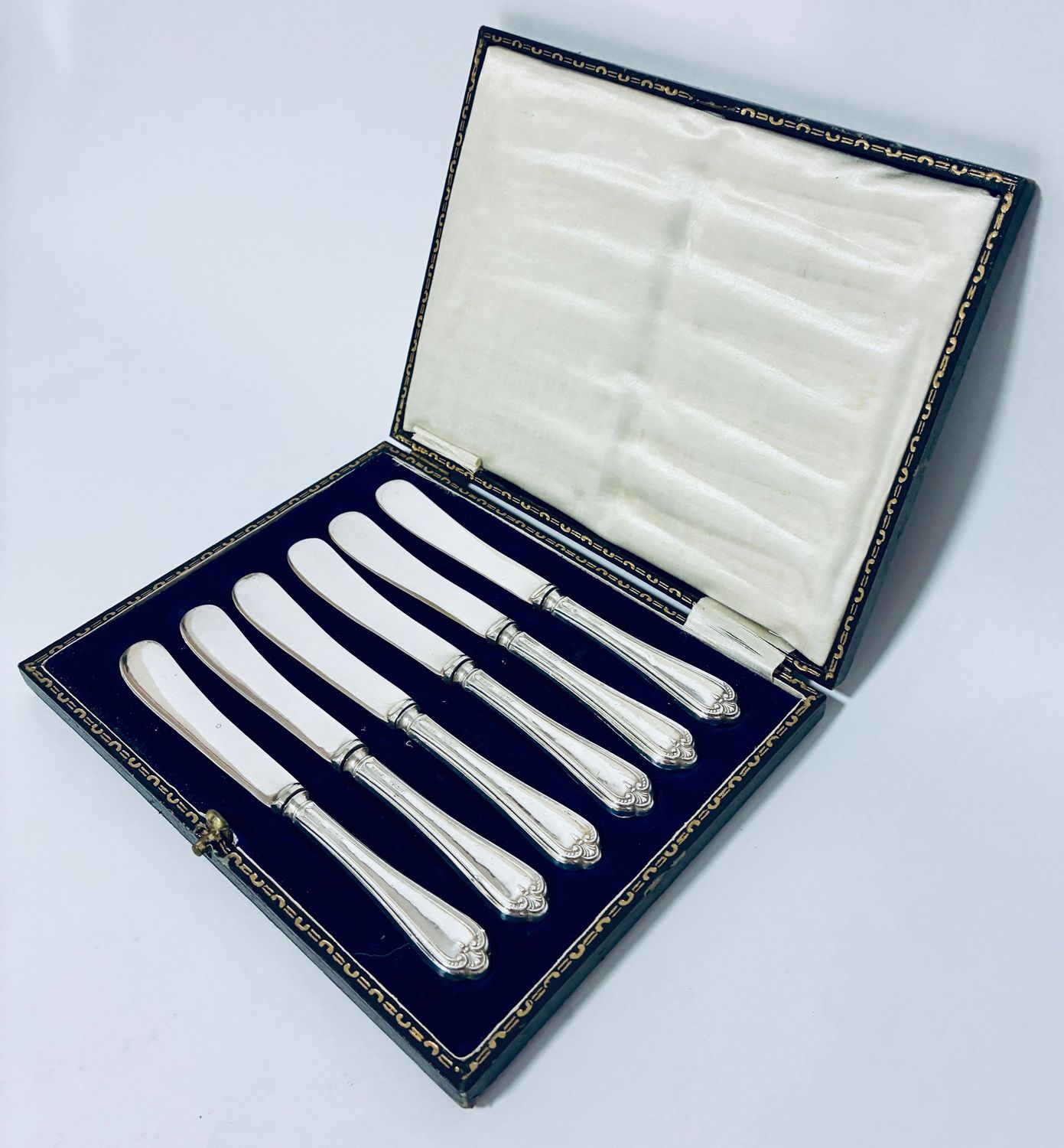 Set of 6 Antique Silver Handled Butter Knives