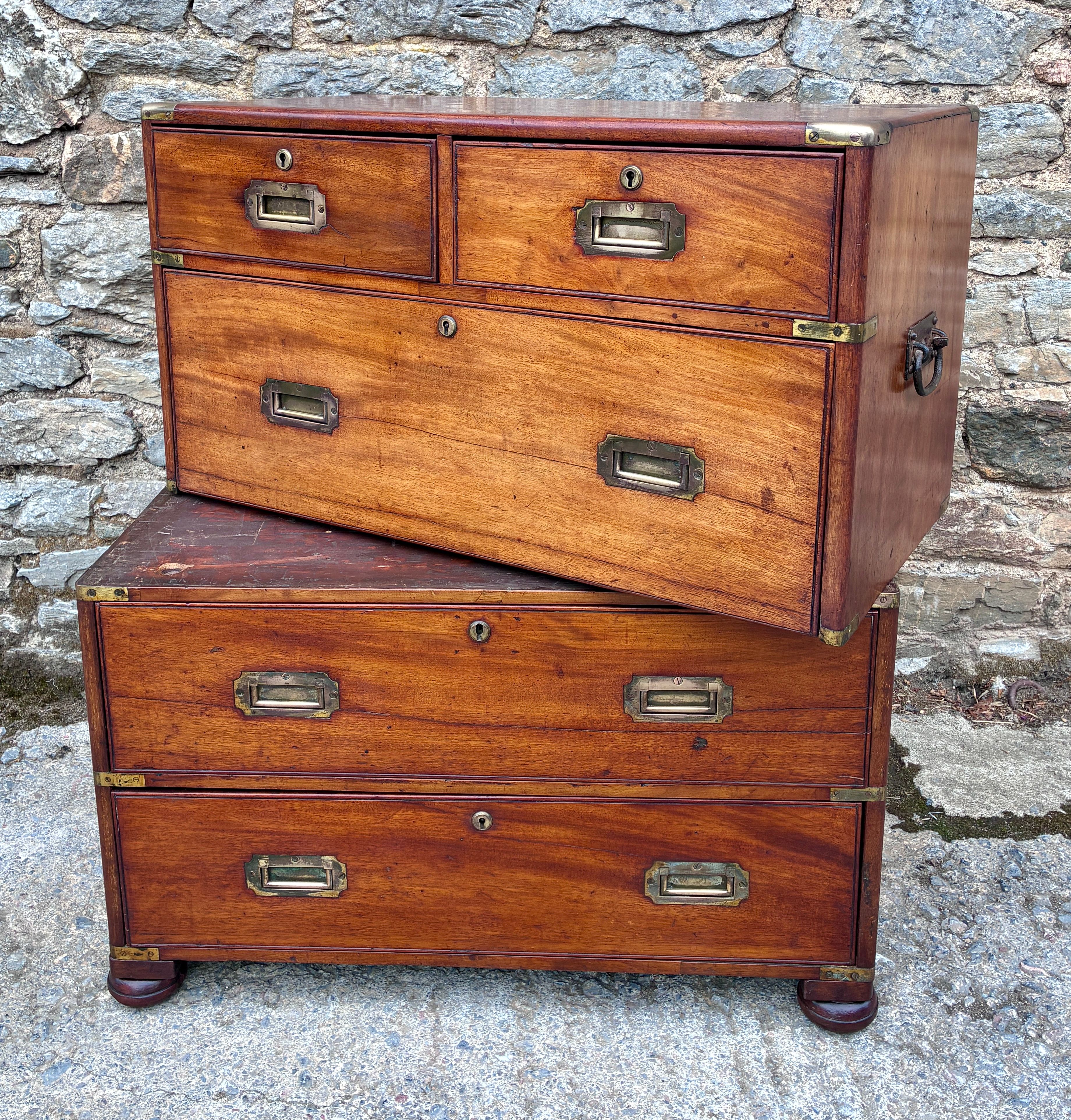 Victorian Mahogany Military Campaign Chest of Drawers