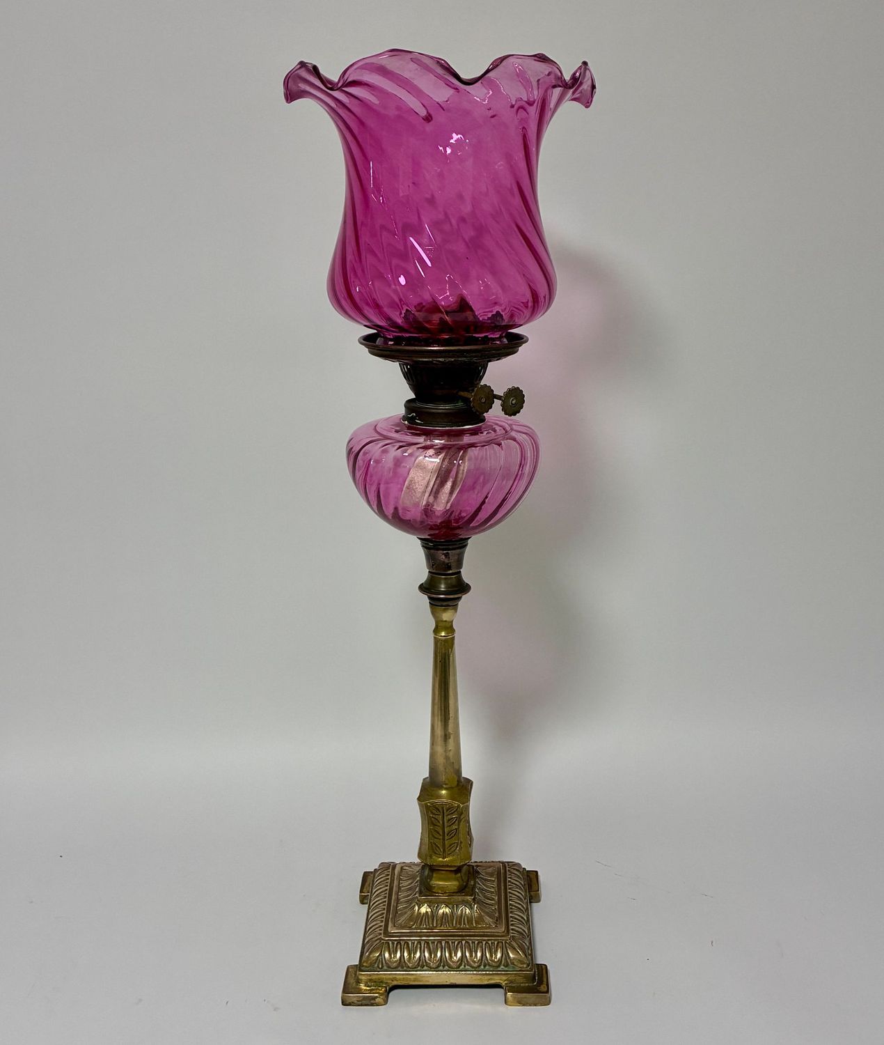 Victorian Cranberry Glass Oil Lamp