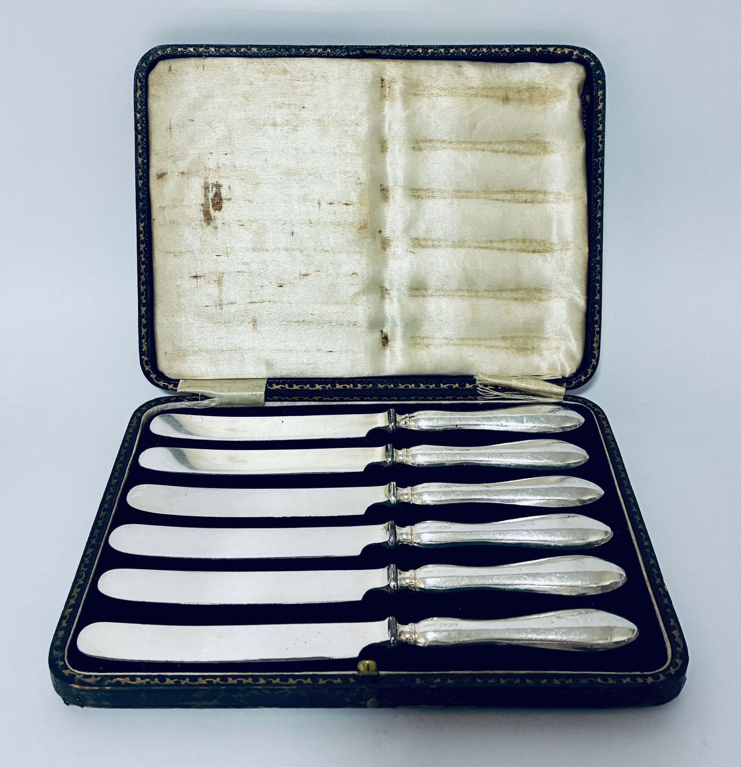 Set of 6 Antique Silver Handled Butter Knives