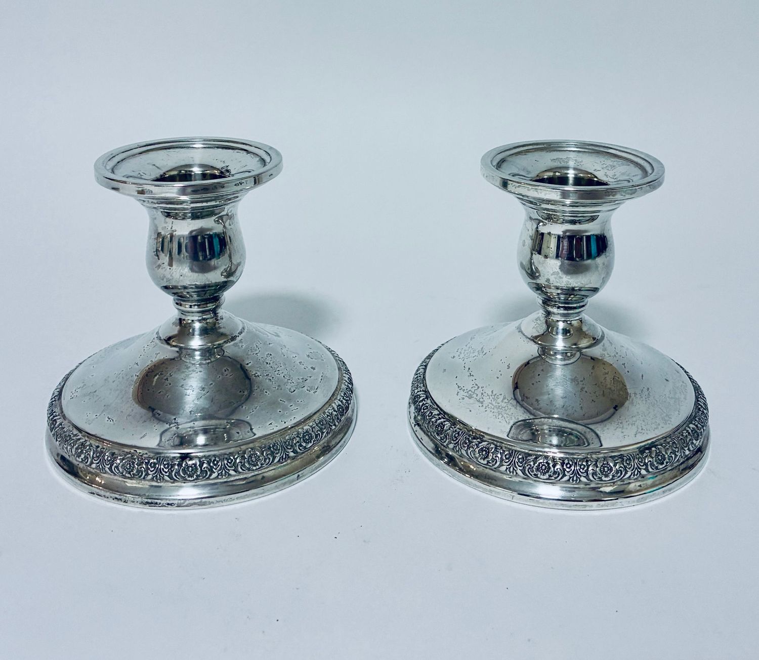 Pair of Sterling Silver Desk Candlesticks