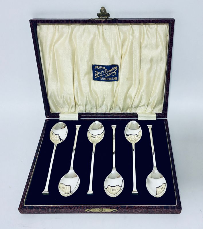 Set of 6 Antique Silver Seal Top Spoons