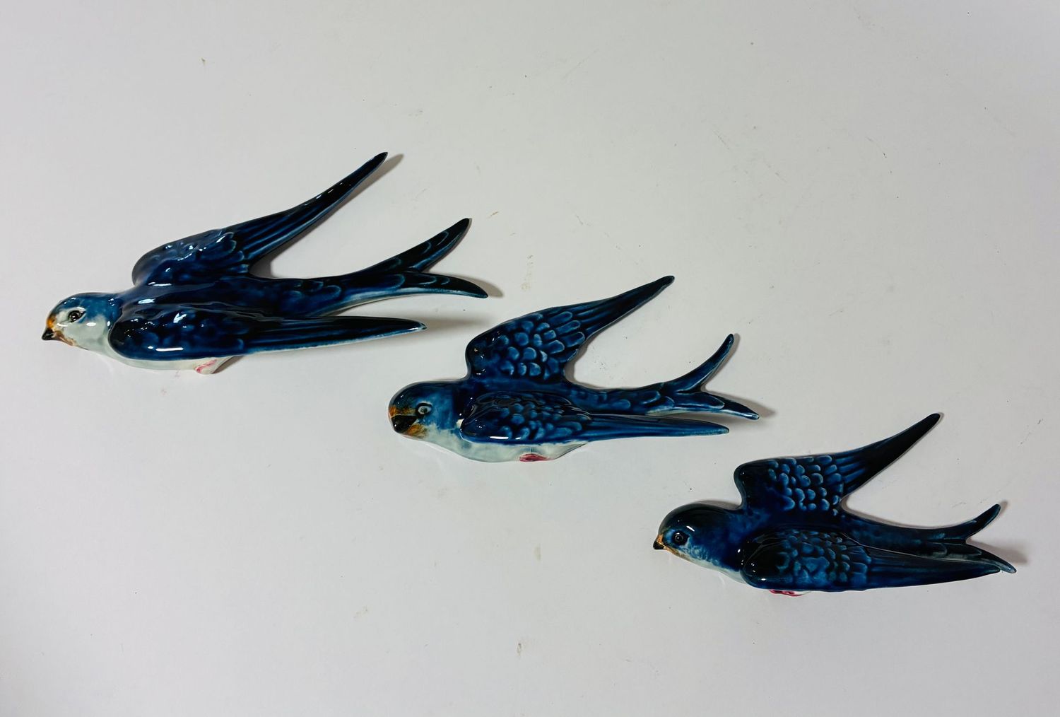 Set of 3 Royal Dux Flying Swallows