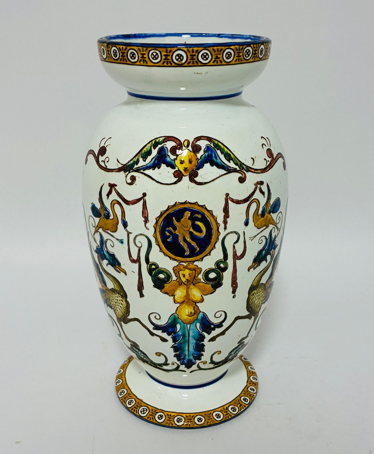 Antique Gien French Faience Vase
