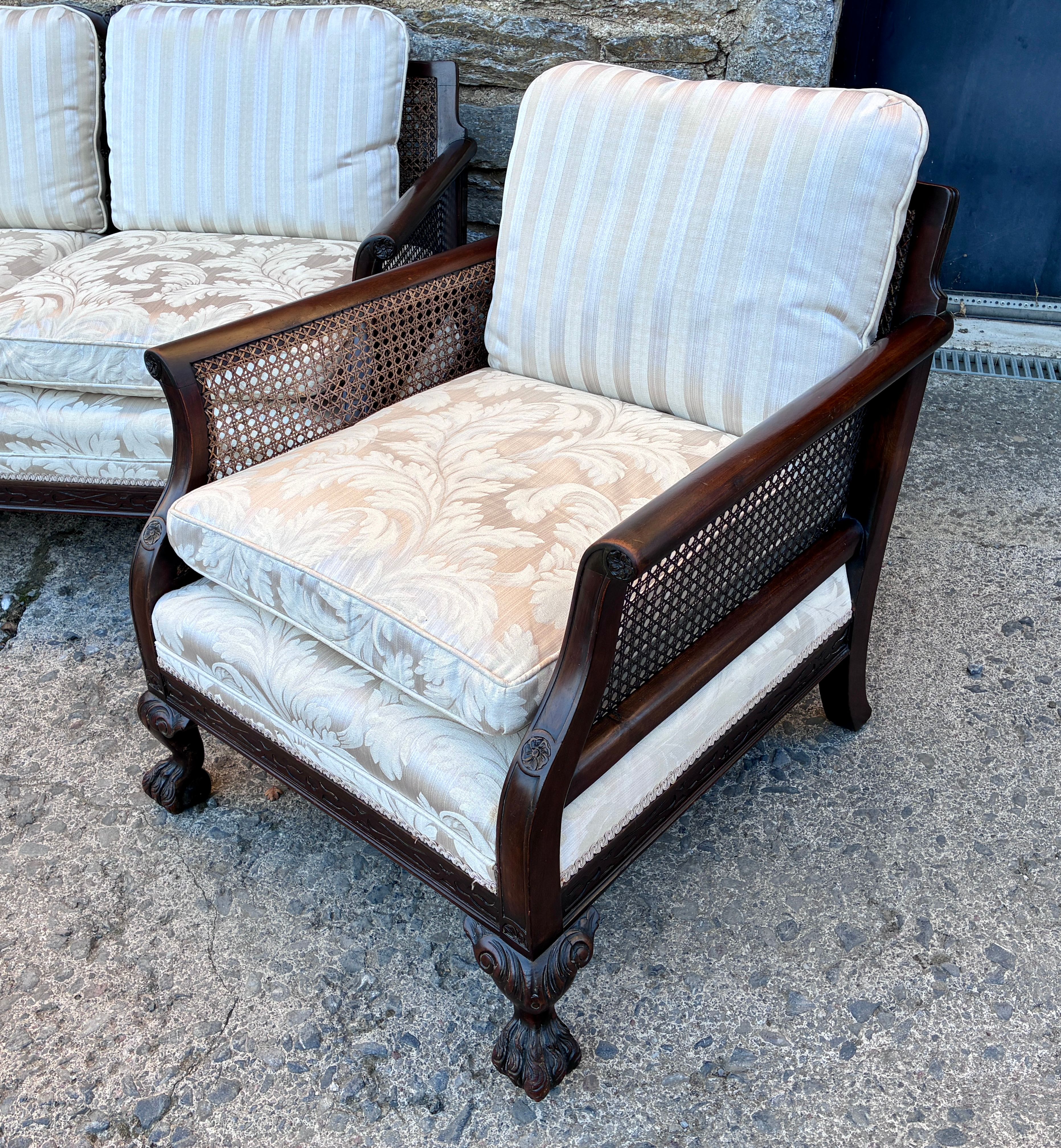 Antique Bergere Cane 3-Piece Suite