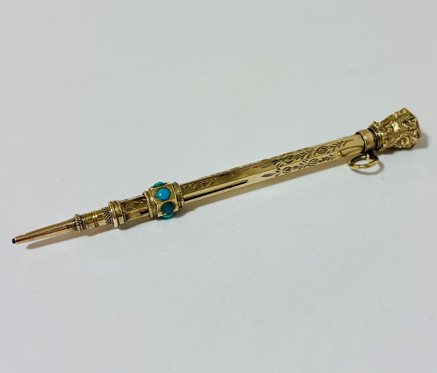 Antique Gold and Turquoise Propelling Pencil Antique Gold and Turquoise Propelling Pencil