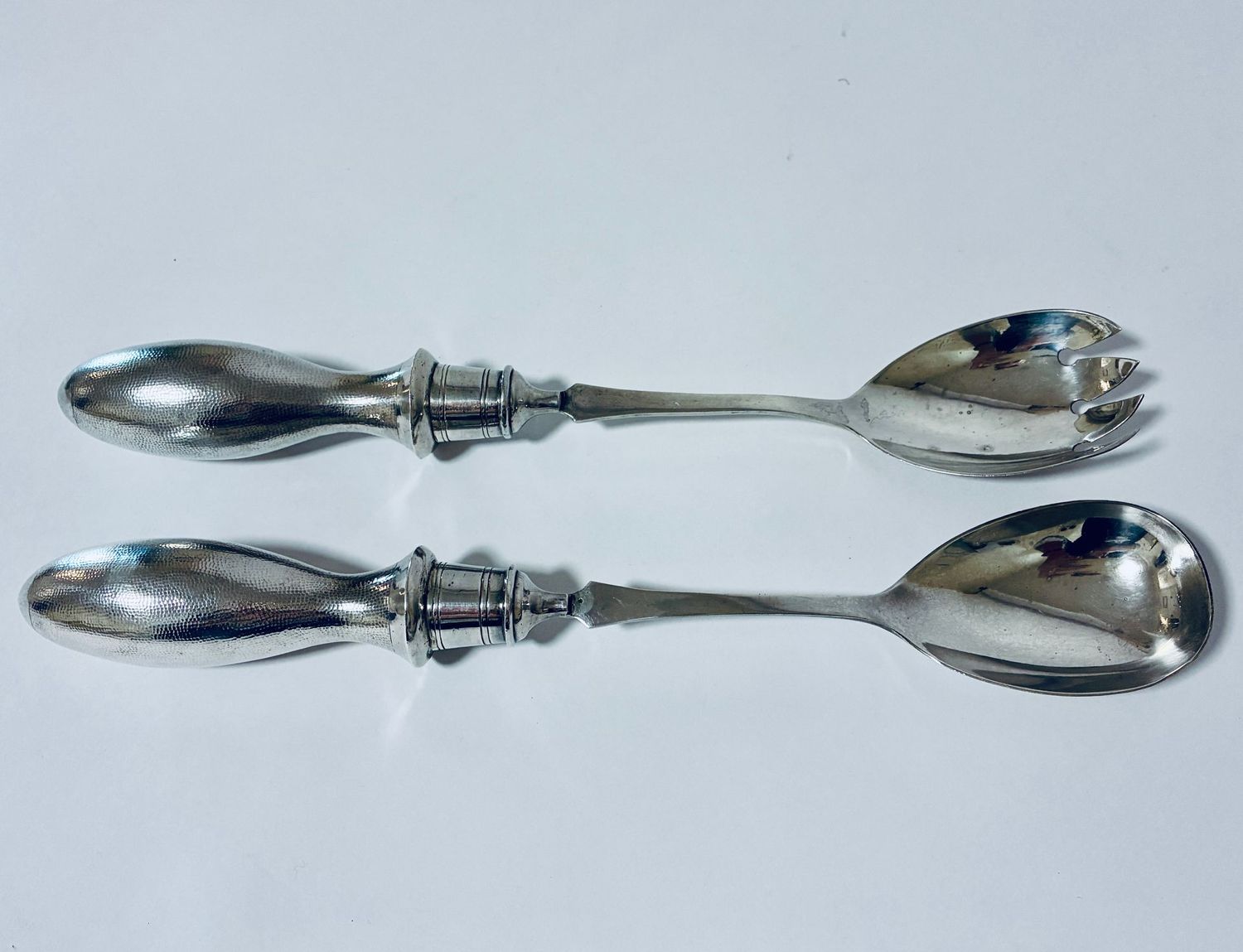 Pair Antique Silver Salad Servers