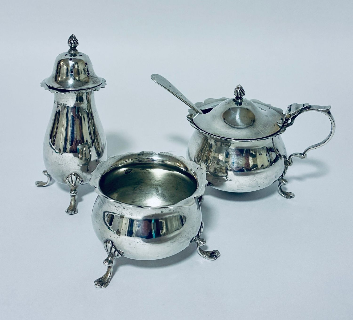 Antique 3-Piece Silver Cruet Set
