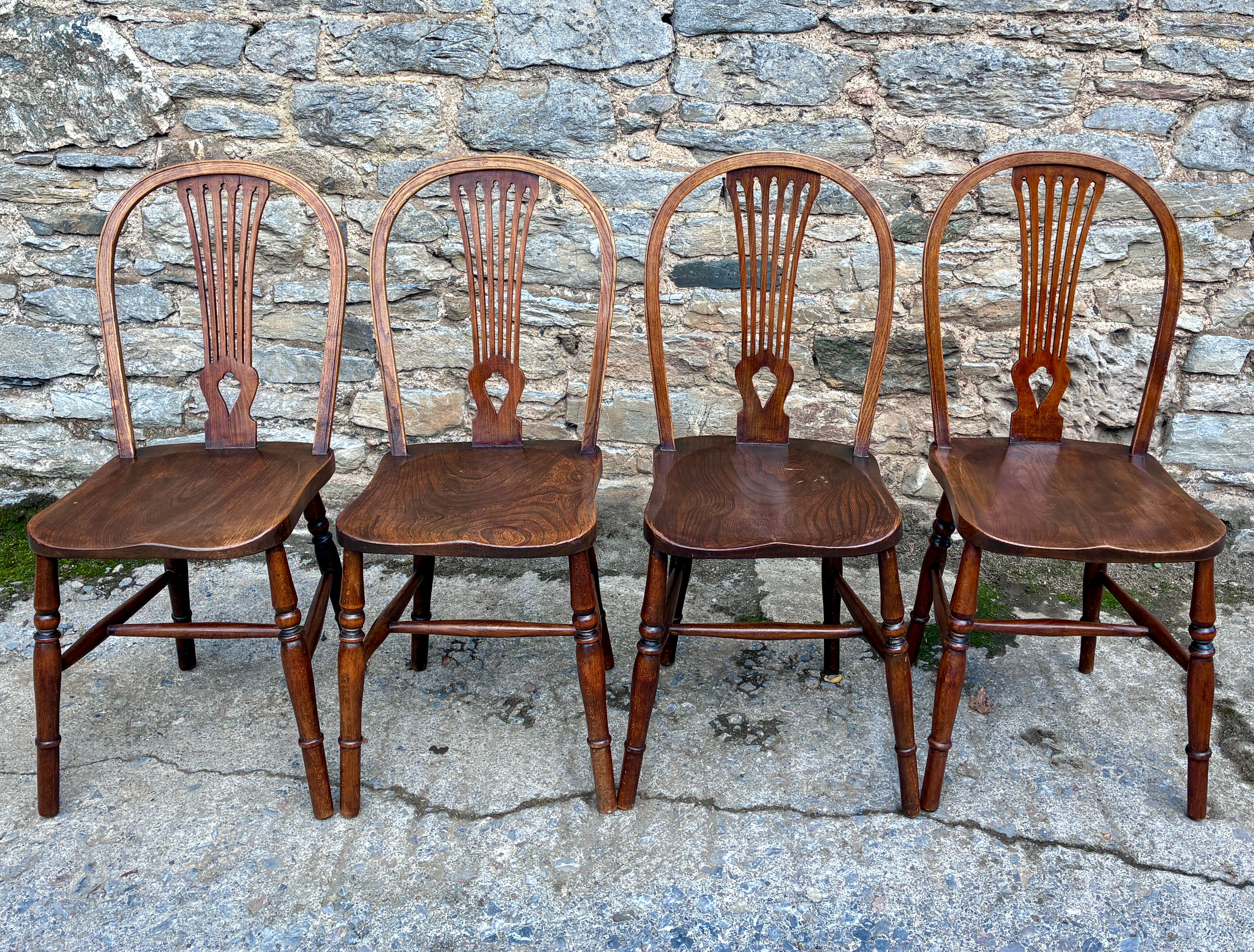 Set of Four Hoop Back Farmhouse Dining Chairs