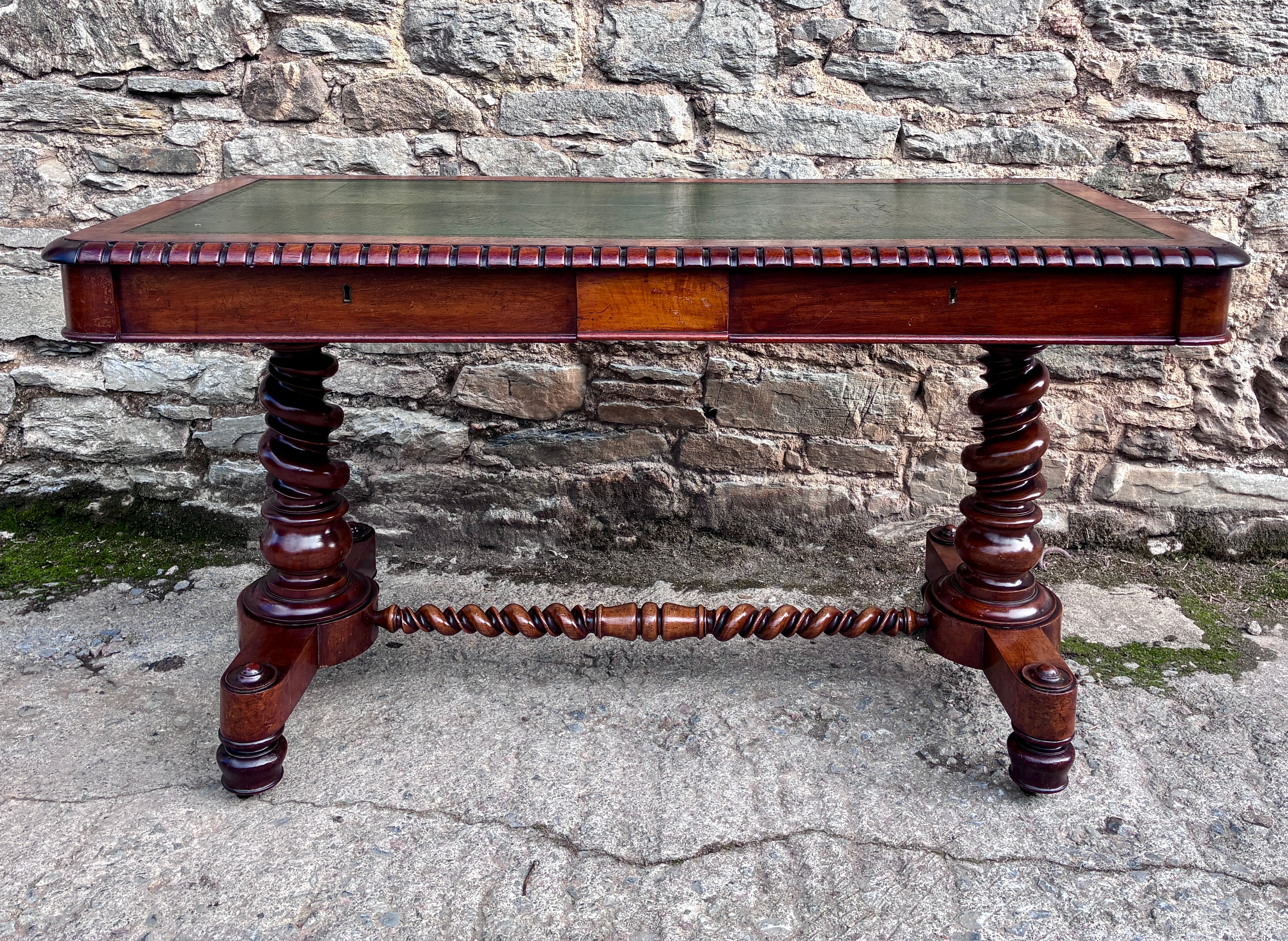 Victorian Walnut Library Writing Table