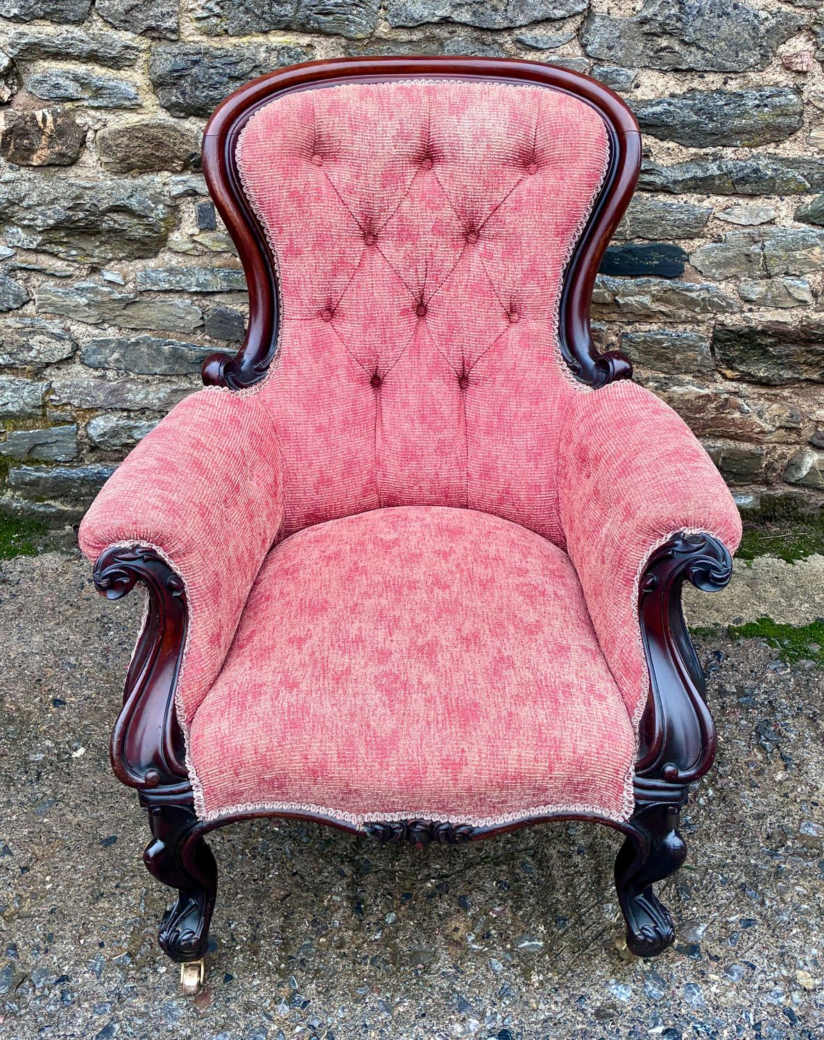 Victorian Mahogany Framed Button Back Armchair