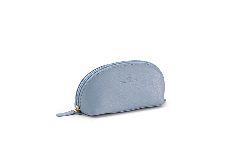 HILKE genarbtes Leder hellblau – gold HILKE genarbtes Leder hellblau – gold