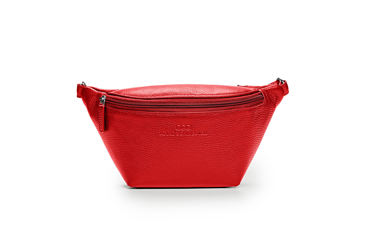 KIM  genarbtes Leder rot – silber