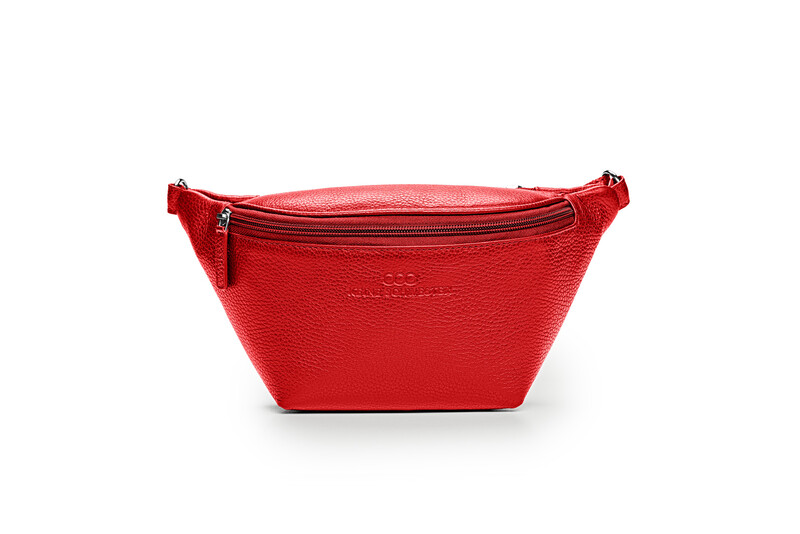 KIM genarbtes Leder rot – silber KIM genarbtes Leder rot – silber