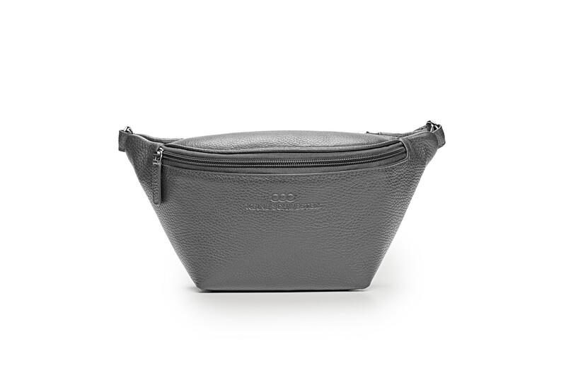 KIM genarbtes Leder dunkelgrau– silber KIM genarbtes Leder dunkelgrau– silber
