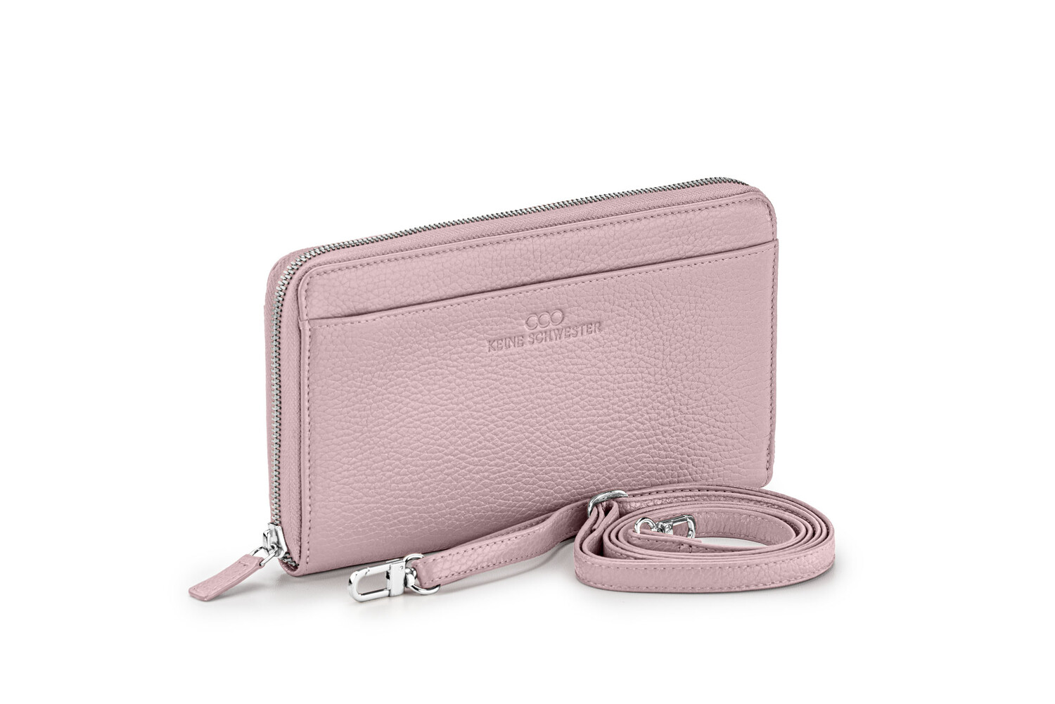 tragbar soft  genarbtes Leder flieder – silber