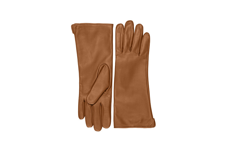 DAMENHANDSCHUH LANG, glattes Leder karamell, Größe 9