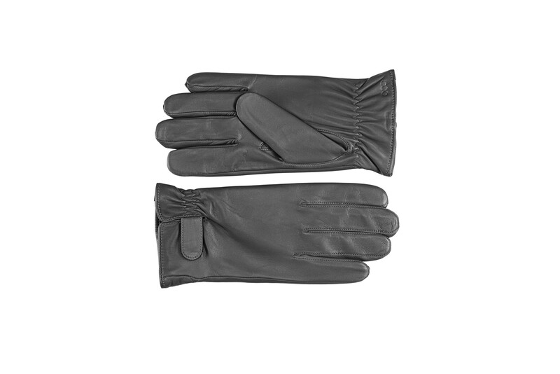 HANDSCHUHE UNISEX, glattes Leder dunkelgrau, Größe 9