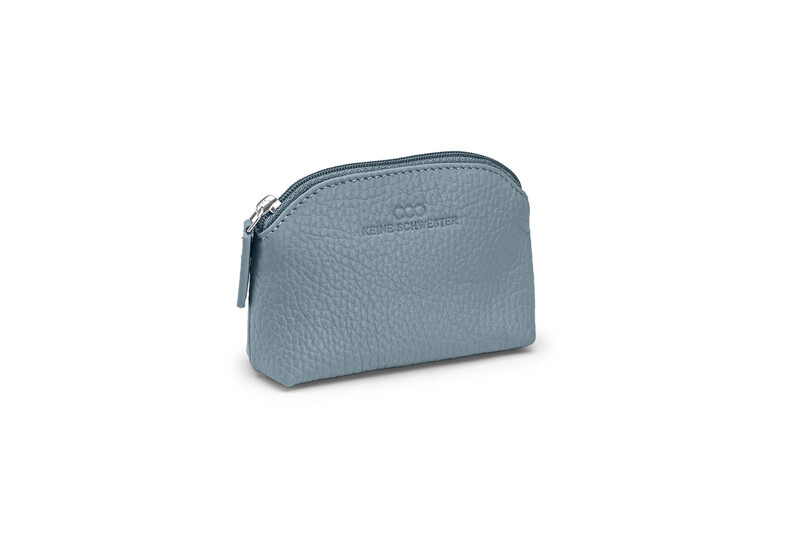 Schlüsseltasche genarbtes Leder friesenblau - silber Schlüsseltasche genarbtes Leder friesenblau - silber