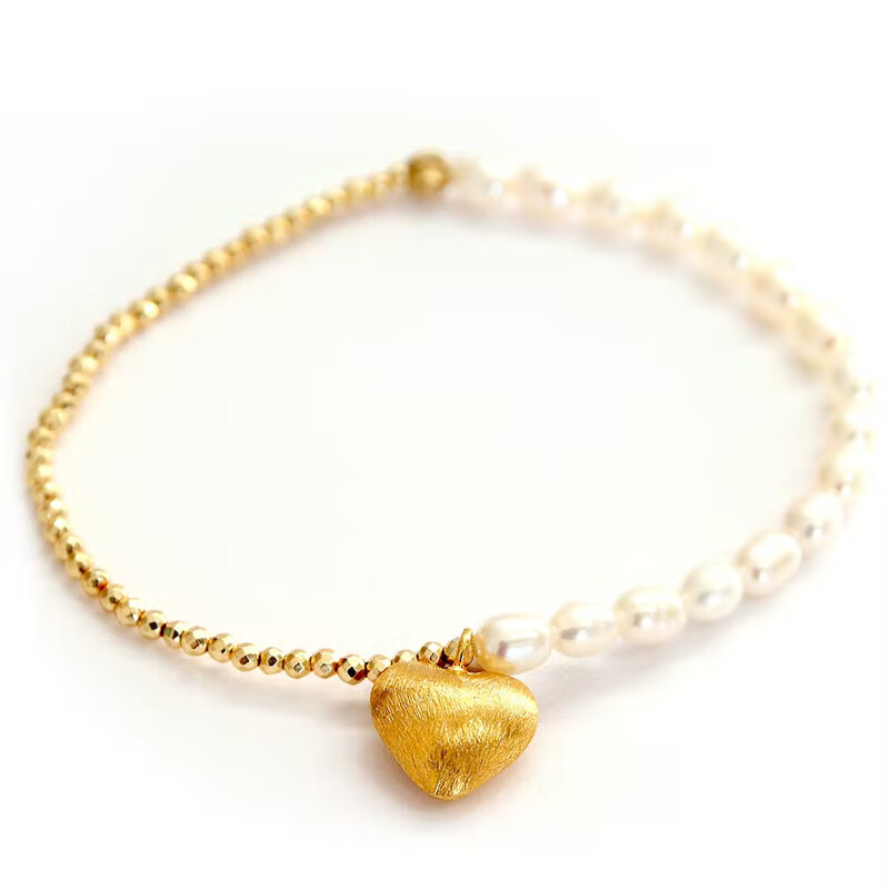 STYLE HEAVEN Süßwasserperlen Armband mit Herz, gold STYLE HEAVEN Süßwasserperlen Armband mit Herz, gold