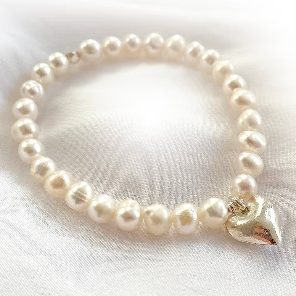 STYLE HEAVEN Süßwasserperlen Armband mit Silberherz