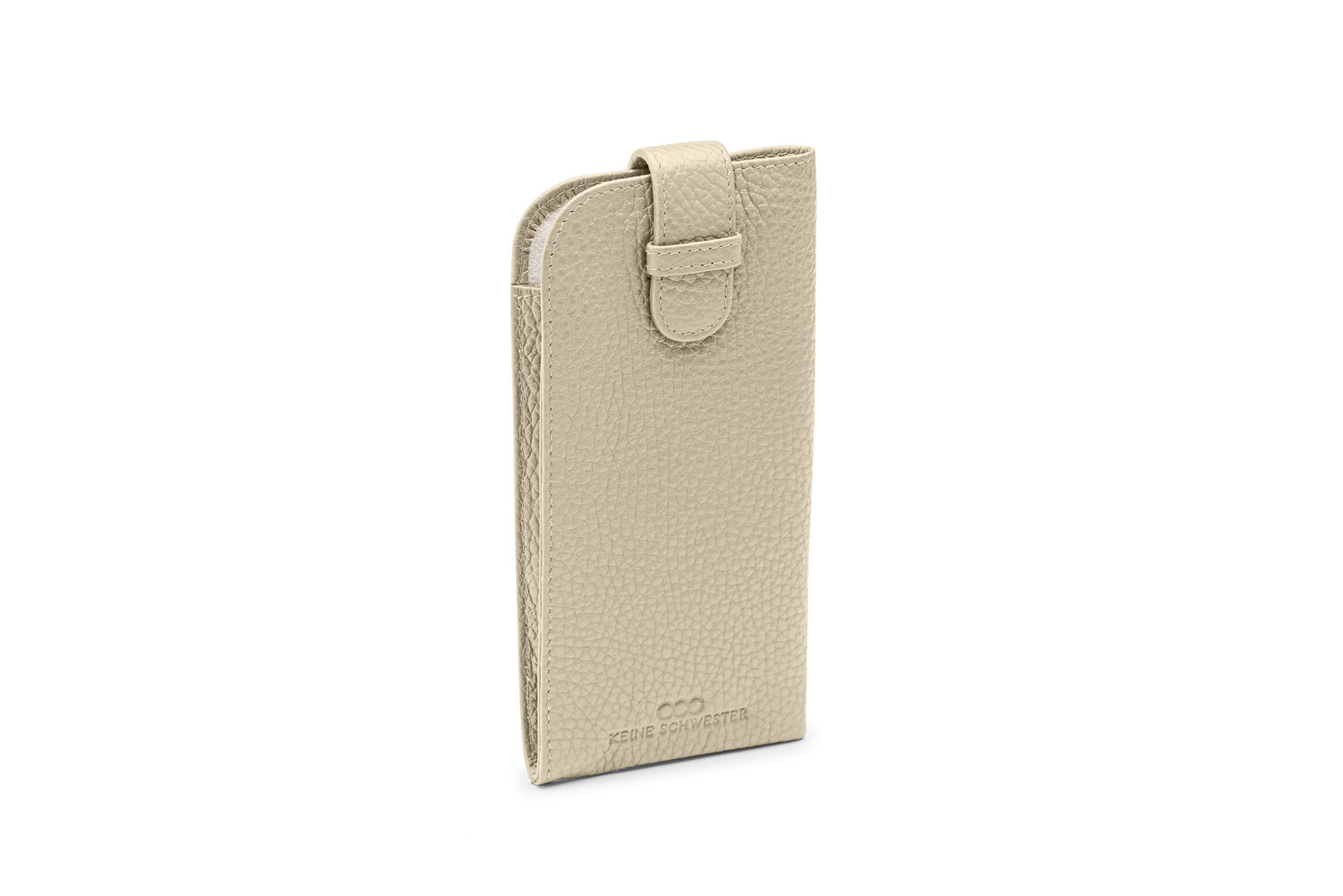 BRILLENETUI  genarbtes Leder  sand